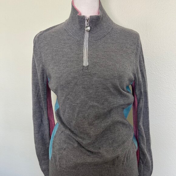 Golfino Women’s 1/4 Zip Pullover Sweater Wool Blend Gray Golf Athleisure Size 6 - Picture 1 of 7